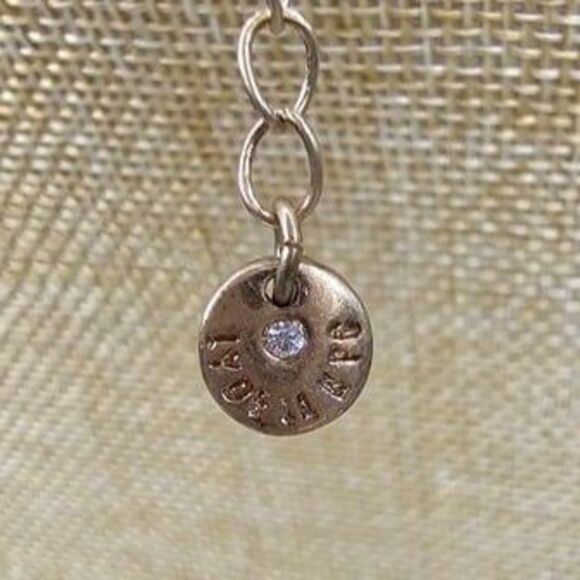 LYDELL NYC Leather Cord Necklace with Gold and Rhinestone Rings 18"L - Picture 5 of 5